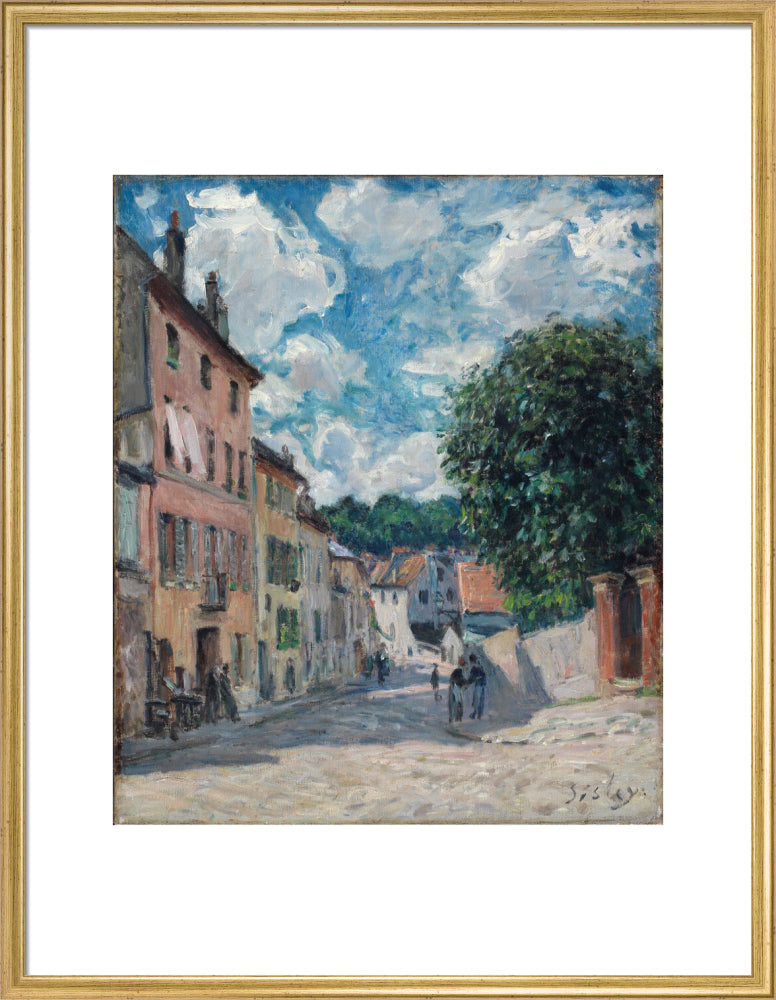 A street, possibly in Port-Marly (art print, large, gold)
