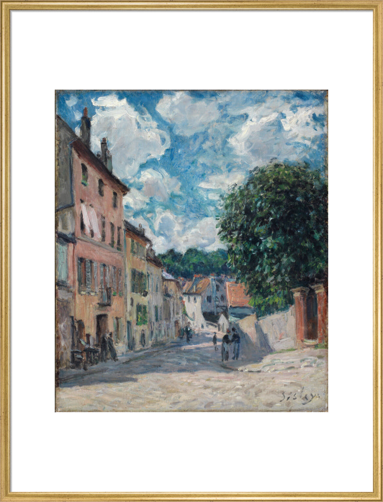 A street, possibly in Port-Marly (art print, extra large, gold)