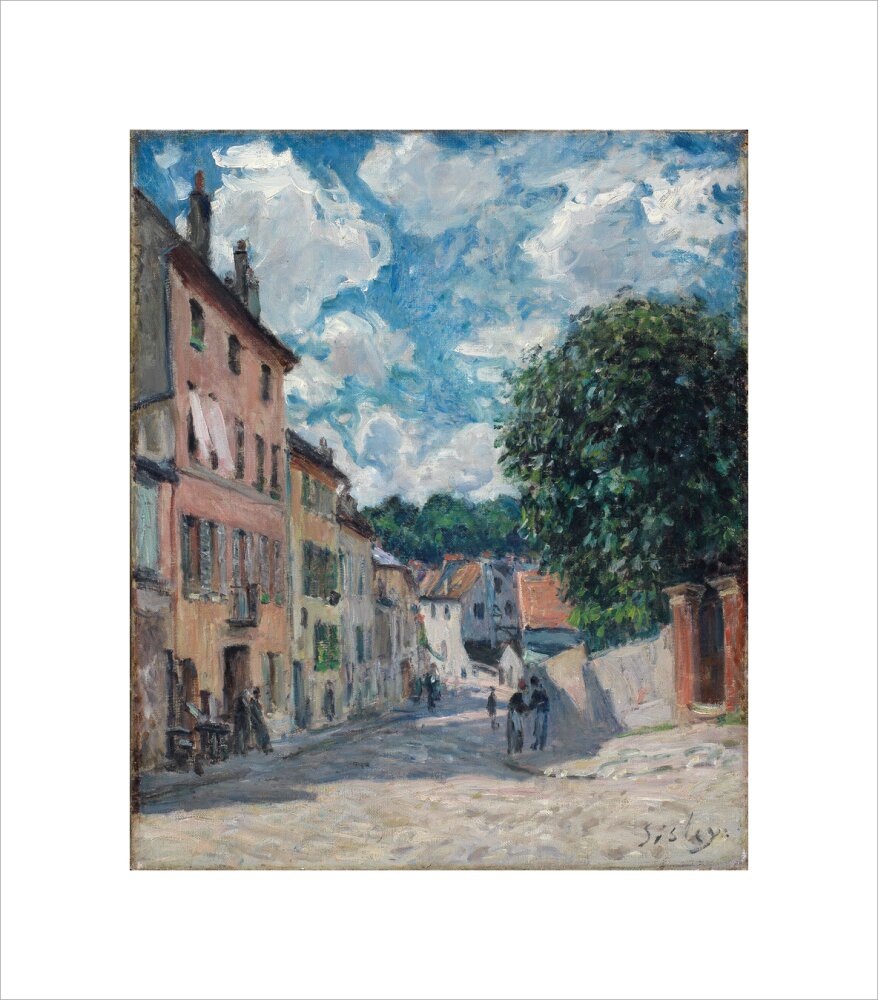 A street, possibly in Port-Marly (unstretched canvas, small, unframed)