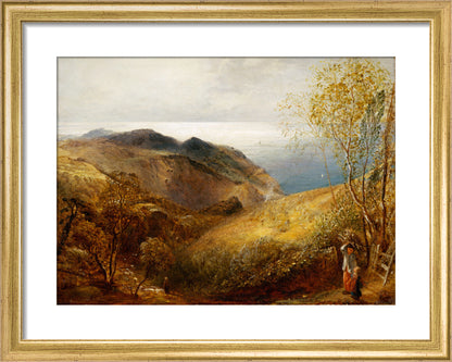 View of Lee, North Devon. (art print, small, gold)