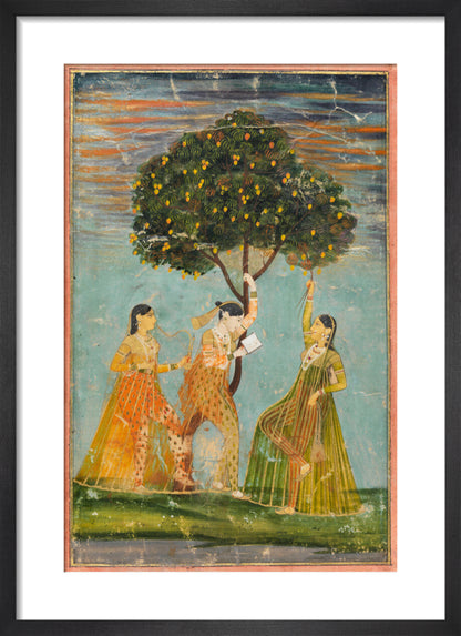Women under a mango tree (art print, small, black)