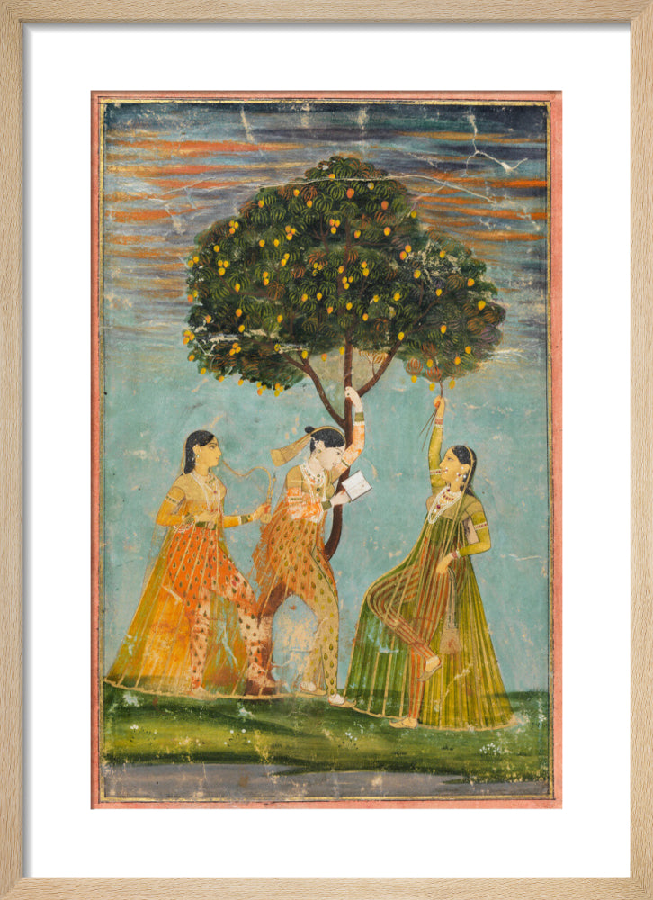 Women under a mango tree (art print, small, natural)