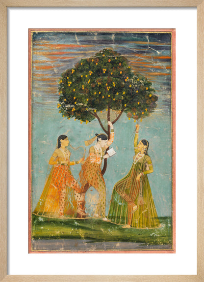 Women under a mango tree (art print, small, natural)