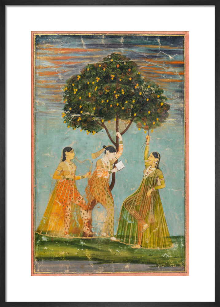 Women under a mango tree (art print, medium, black)