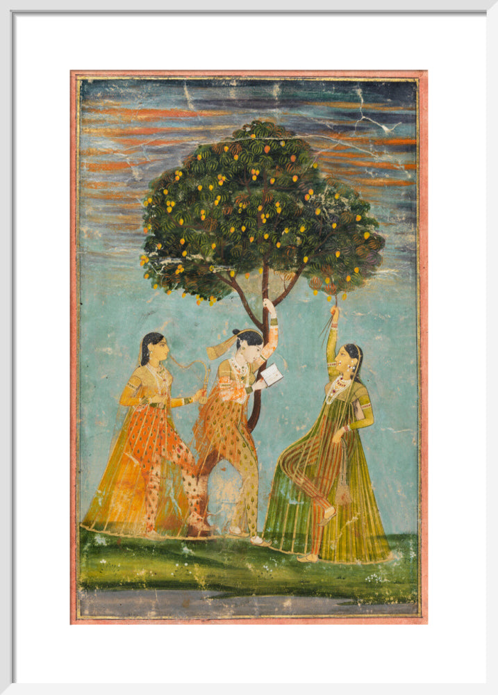 Women under a mango tree (art print, medium, white)