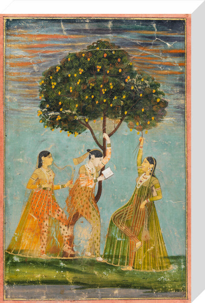 Women under a mango tree (stretched canvas, medium, unframed)