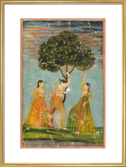 Women under a mango tree (art print, large, gold)