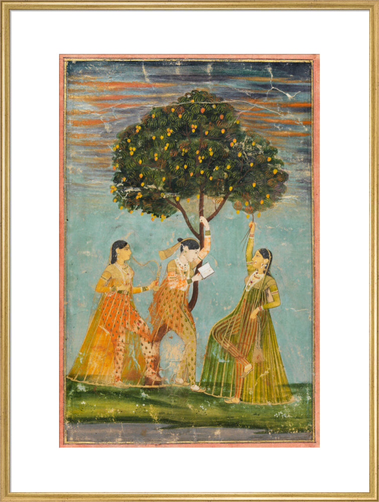 Women under a mango tree (art print, extra large, gold)