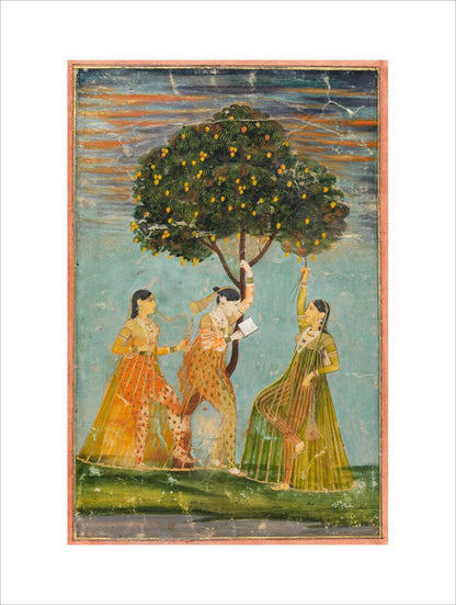 Women under a mango tree (art print, small, unframed)