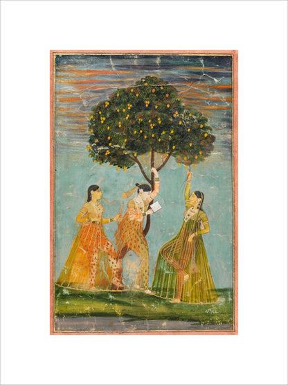 Women under a mango tree (unstretched canvas, small, unframed)