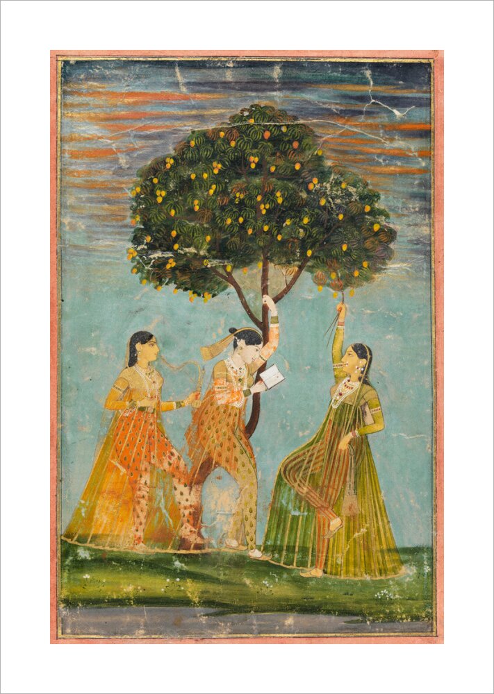 Women under a mango tree (unstretched canvas, large, unframed)