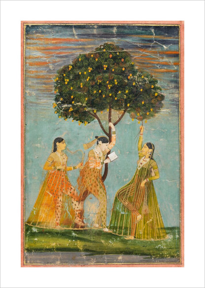 Women under a mango tree (unstretched canvas, large, unframed)