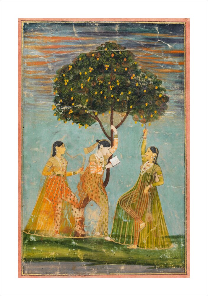 Women under a mango tree (unstretched canvas, extra large, unframed)