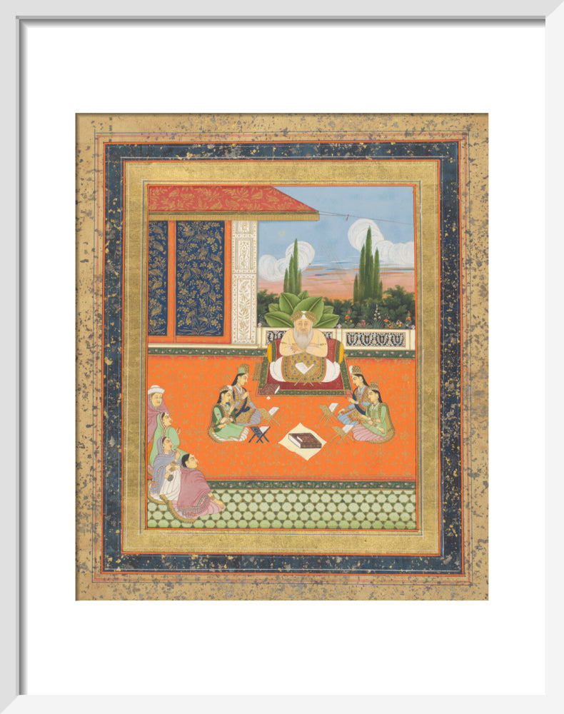 A study scene of young women (art print, small, white)