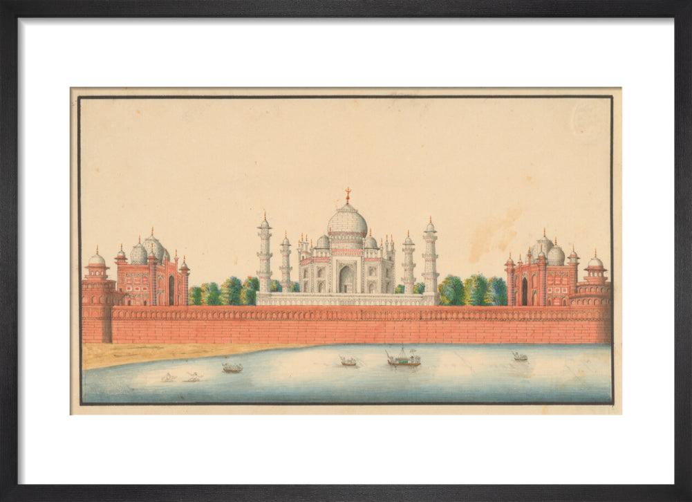 View of the Taj Mahal and Gardens (art print, small, black)