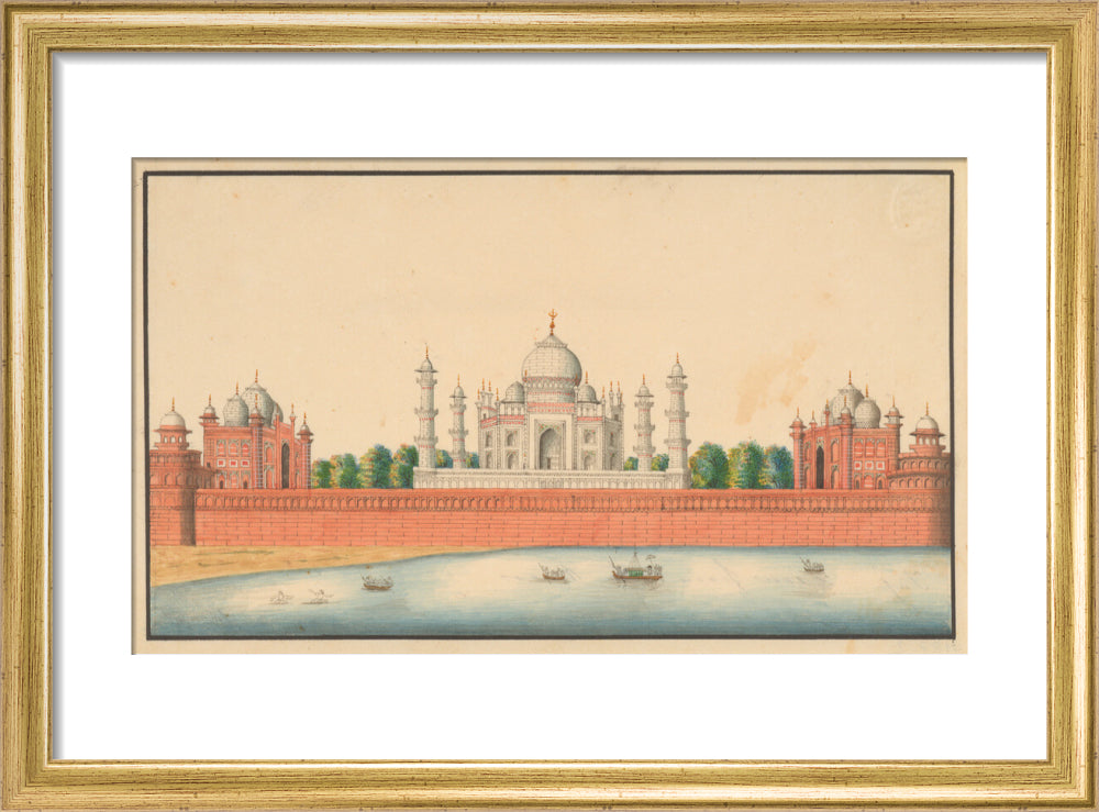 View of the Taj Mahal and Gardens (art print, small, gold)