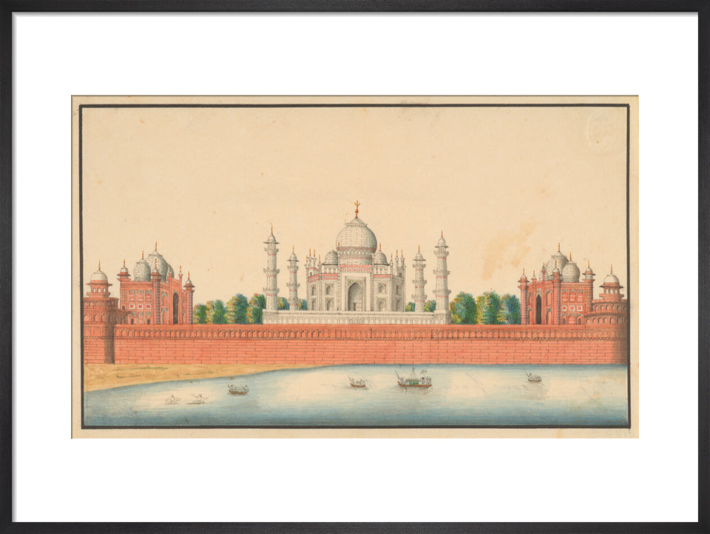 View of the Taj Mahal and Gardens (art print, medium, black)