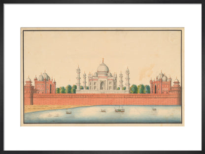 View of the Taj Mahal and Gardens (art print, medium, black)