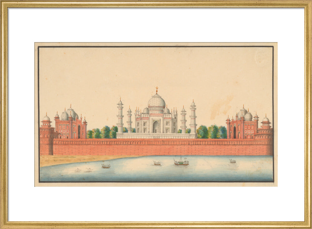 View of the Taj Mahal and Gardens (art print, large, gold)