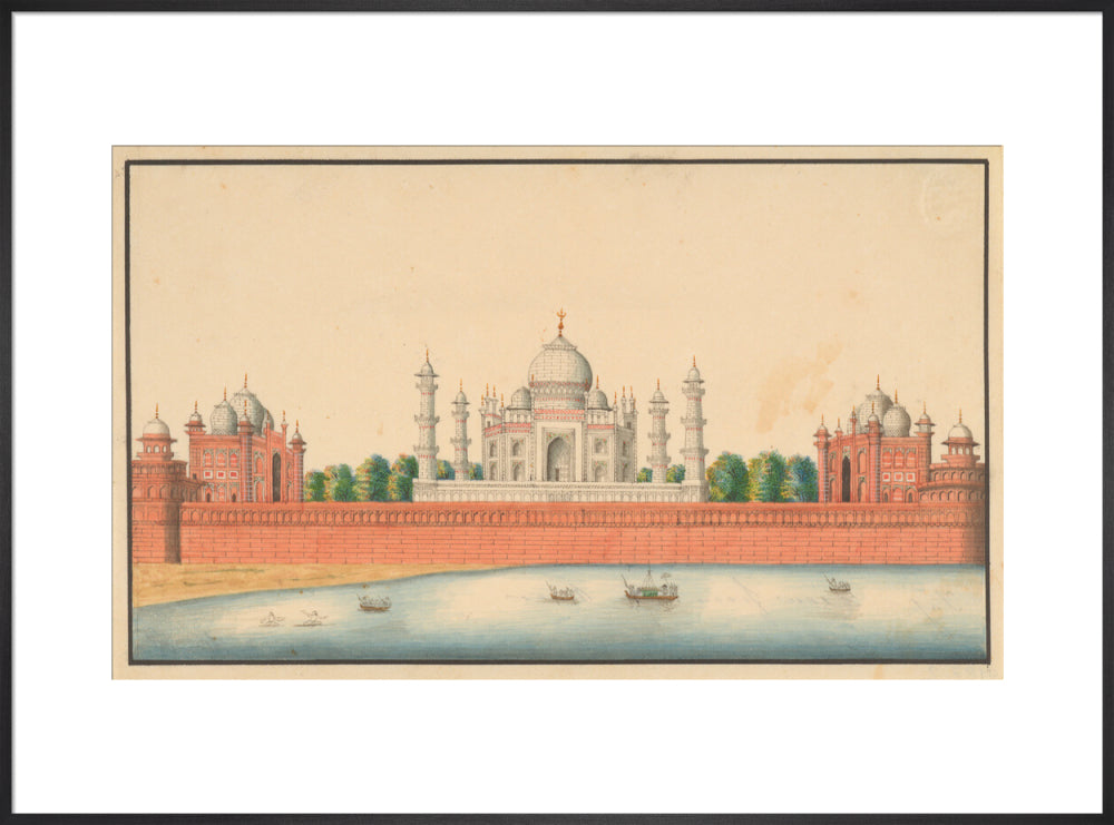 View of the Taj Mahal and Gardens (art print, extra large, black)