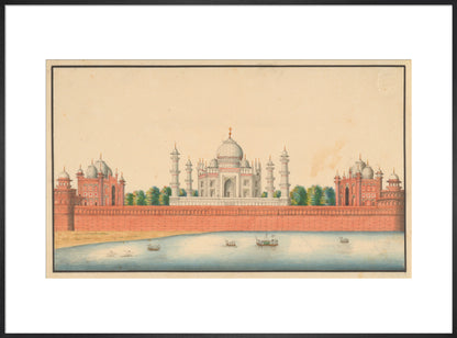 View of the Taj Mahal and Gardens (art print, extra large, black)