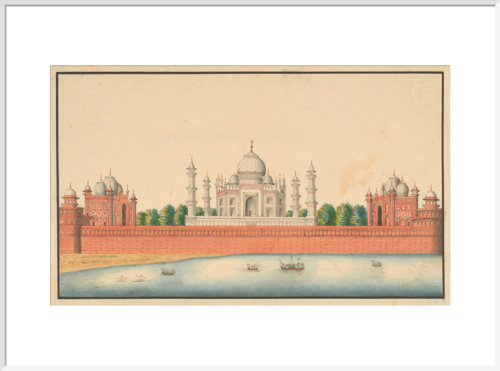 View of the Taj Mahal and Gardens (art print, extra large, white)