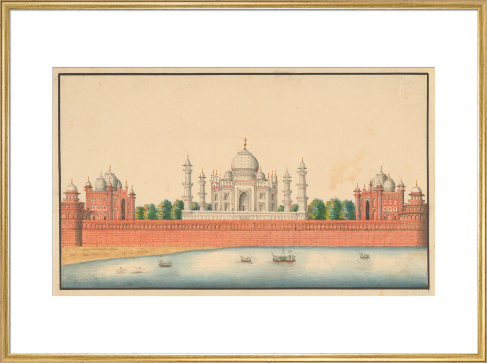 View of the Taj Mahal and Gardens (art print, extra large, gold)