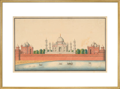 View of the Taj Mahal and Gardens (art print, extra large, gold)