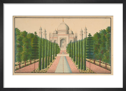 The Taj Mahal and Gardens (art print, small, black)