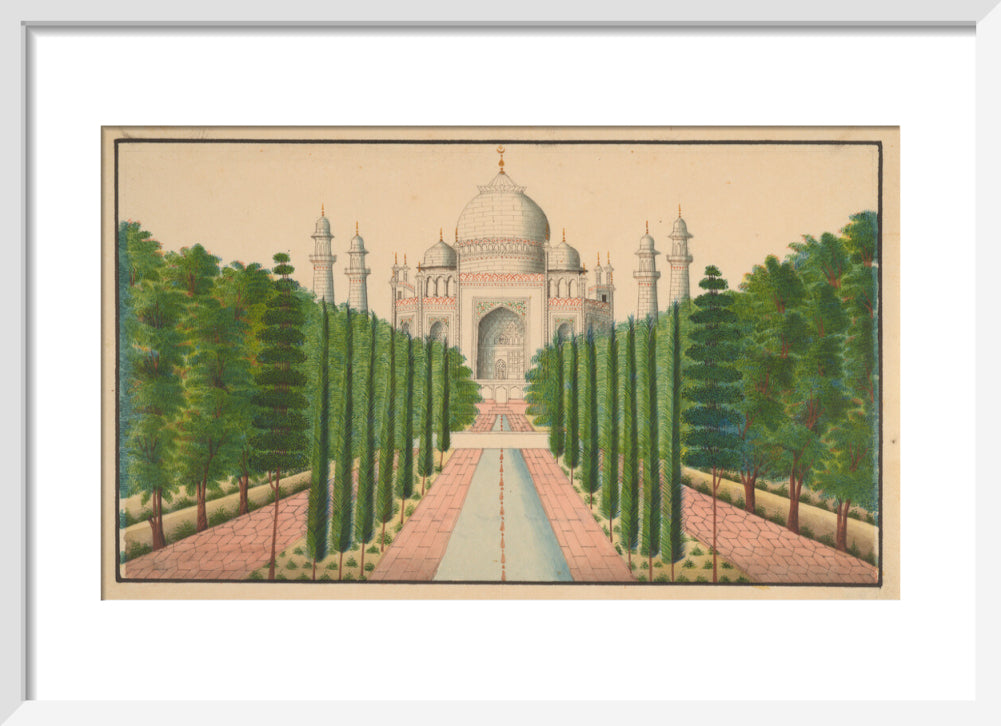 The Taj Mahal and Gardens (art print, small, white)