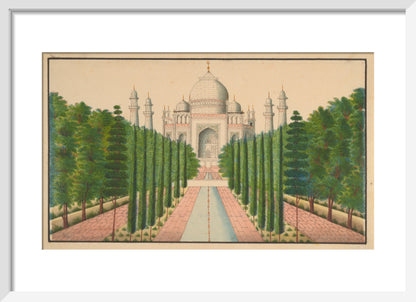 The Taj Mahal and Gardens (art print, small, white)