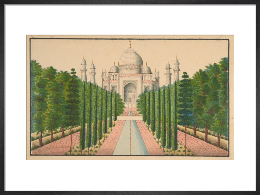 The Taj Mahal and Gardens (art print, medium, black)