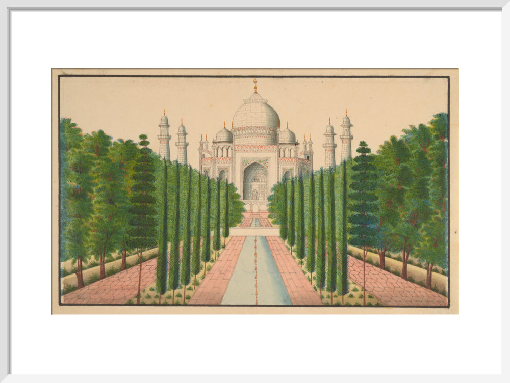 The Taj Mahal and Gardens (art print, medium, white)