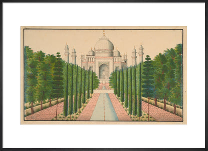 The Taj Mahal and Gardens (art print, large, black)