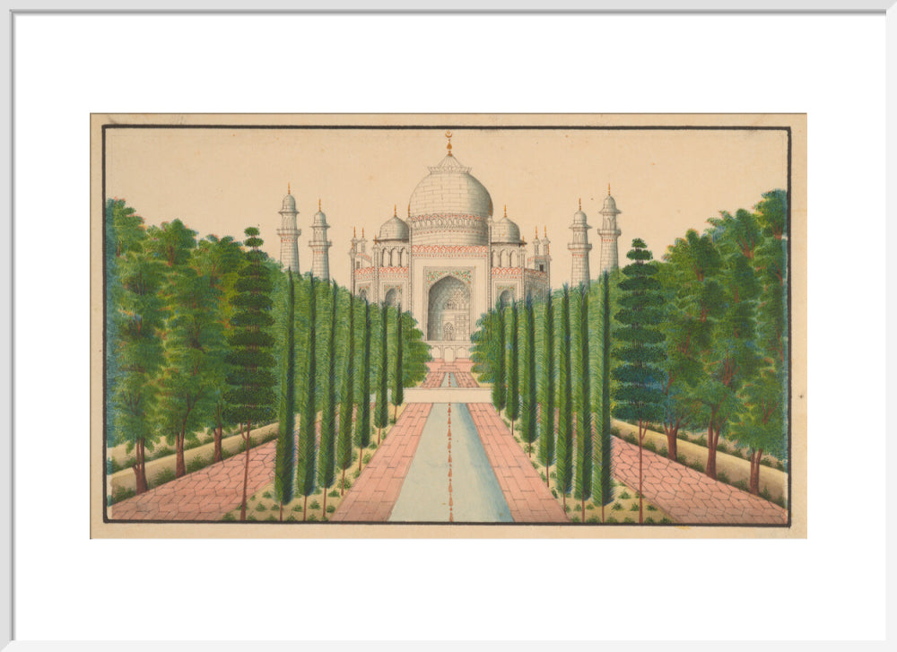 The Taj Mahal and Gardens (art print, large, white)