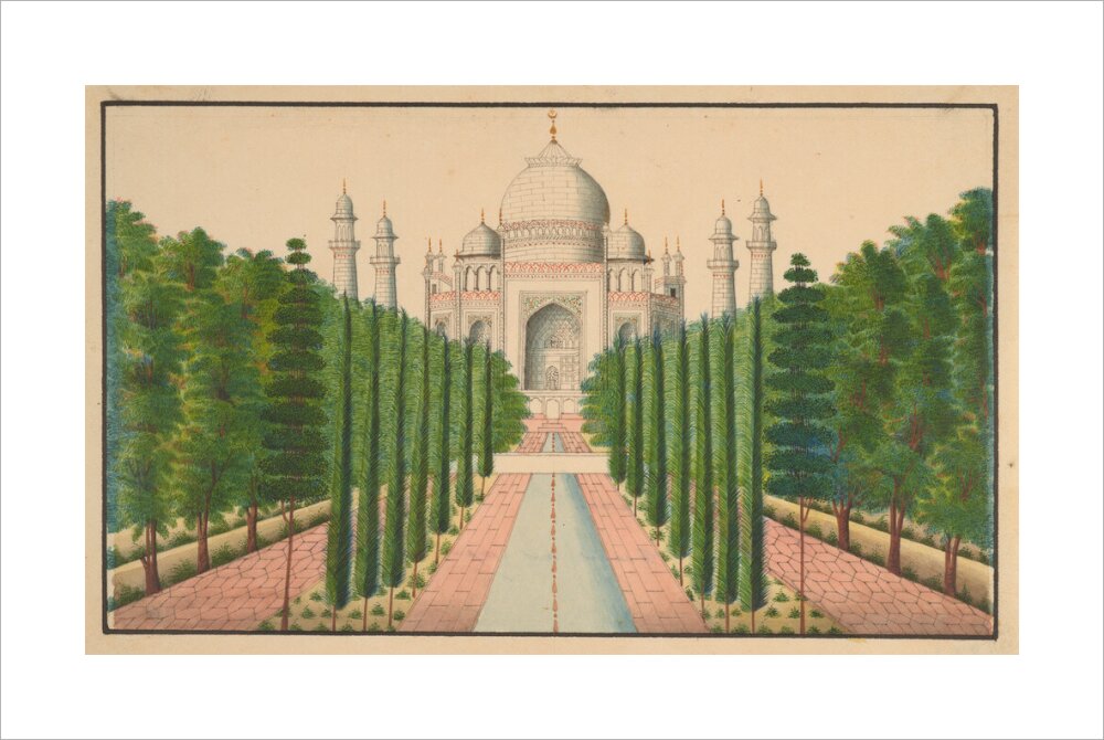The Taj Mahal and Gardens (unstretched canvas, large, unframed)