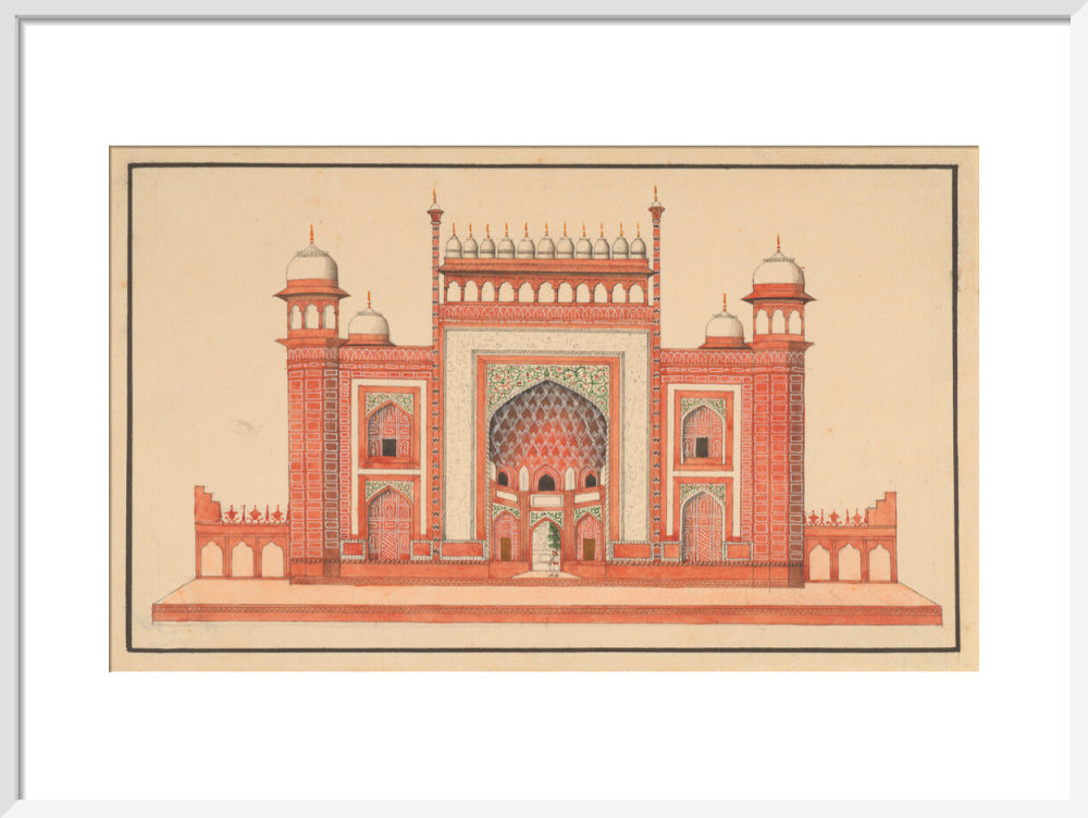 The Gateway to the Taj Mahal (art print, medium, white)