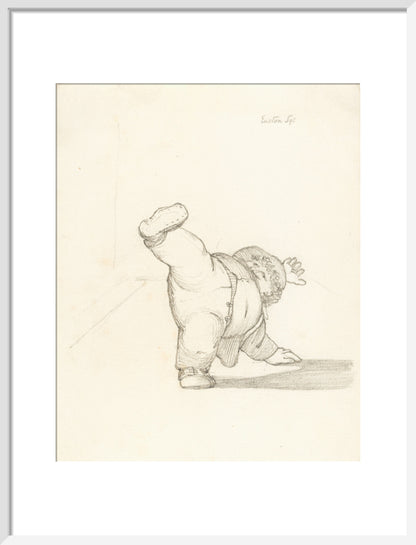 William Morris Performing a Cartwheel (art print, medium, white)