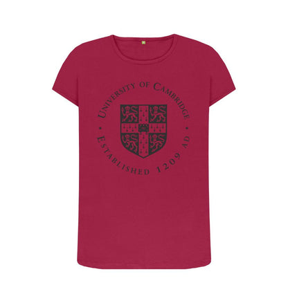 Cherry Women's Crew Neck University of Cambridge T-Shirt, Large Shield