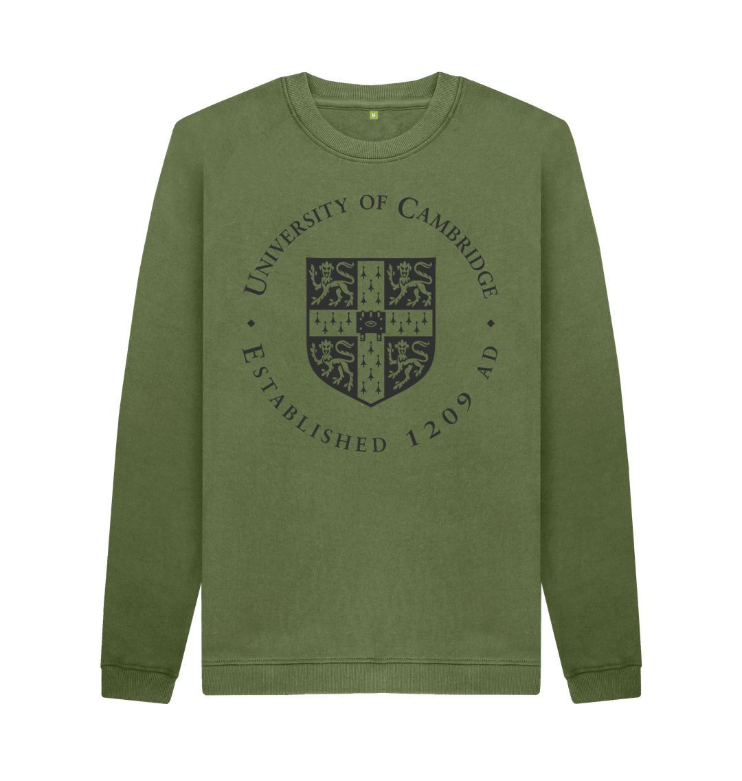 Khaki Men's University of Cambridge Crew Neck Sweater, Large Shield