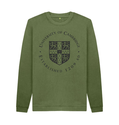 Khaki Men's University of Cambridge Crew Neck Sweater, Large Shield