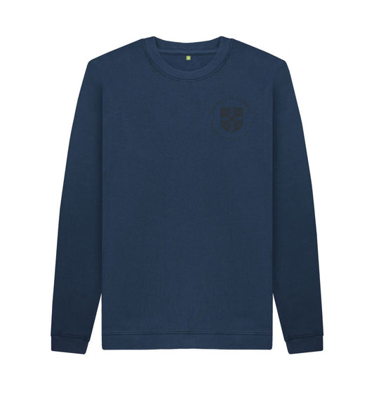 Navy Blue Men's University of Cambridge Crew Neck Sweater, Small Shield