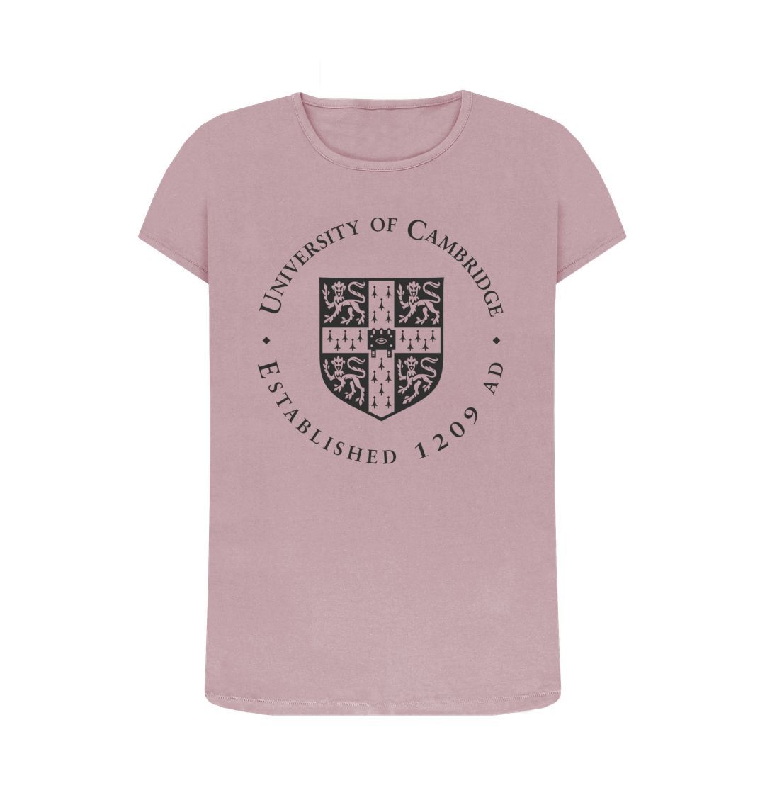 Mauve Women's Crew Neck University of Cambridge T-Shirt, Large Shield