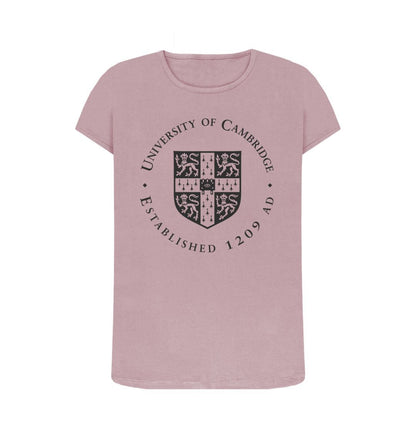 Mauve Women's Crew Neck University of Cambridge T-Shirt, Large Shield