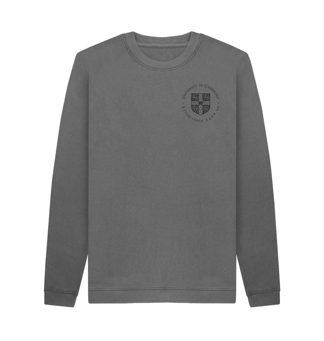Slate Grey Men's University of Cambridge Crew Neck Sweater, Small Shield
