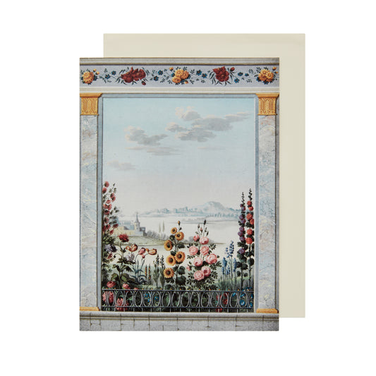 Spring and Summer Flowers Beyond a Balustrade - Greeting card
