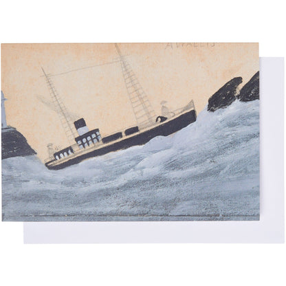 Notelet with envelope - Steamboat with two sailors, lighthouse and rocks by Alfred Wallis. From the collection of Kettle's Yard, brought to you by CuratingCambridge.com