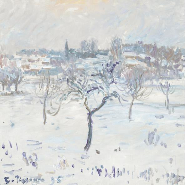 Christmas card pack - Snowy Landscape at Eragny by Camille Pissarro. From the collection of the Fitzwilliam Museum, brought to you by CuratingCambridge.co.uk