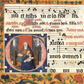 Small square Christmas card with detail from a musical manuscript. One illuminated letter with the Virgin and Child and St Anne. From the collection of The Fitzwilliam Museum. 