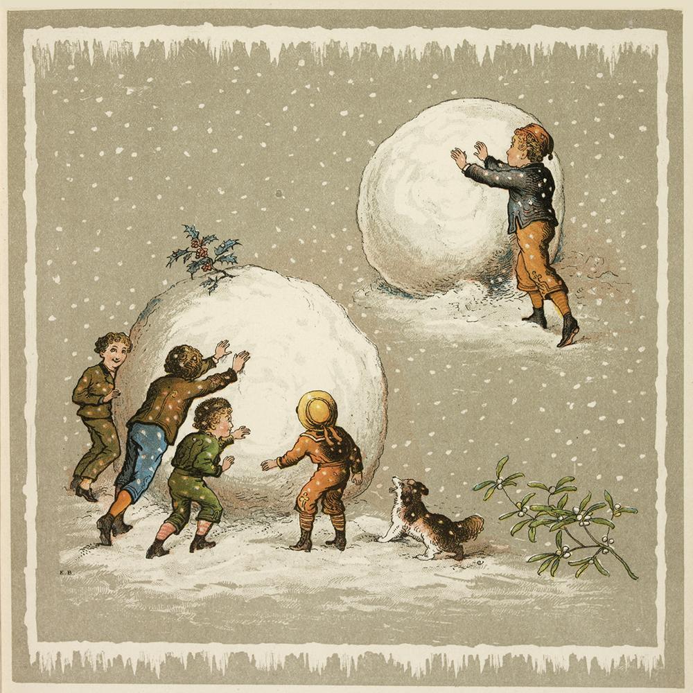 Christmas card pack - Giant Snowballs. From the special collections of Cambridge University Library, brought to you by CuratingCambridge.co.uk